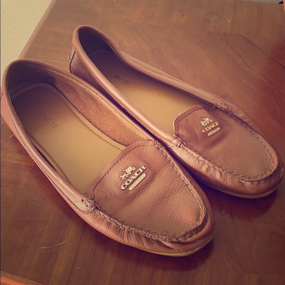 Real brown leather coach shoes fairly worn